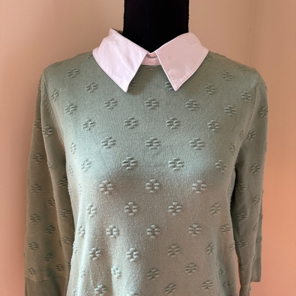 *CABLE & GAUGE* Green x White Collar Long Sleeve Shirt Size Large - Picture 2 of 6